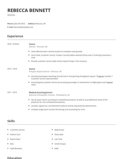 Visitor Resume