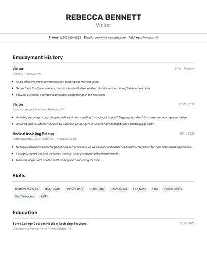 Visitor Resume