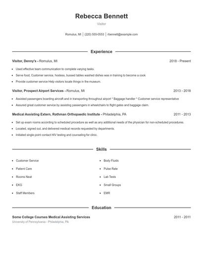 Visitor Resume