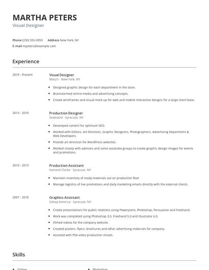 Visual Designer Resume