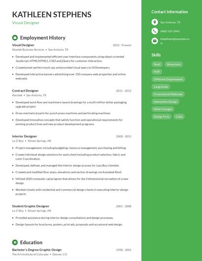 Visual Designer Resume