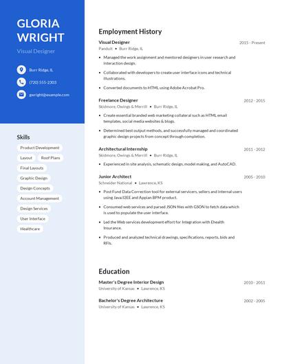 Visual Designer Resume