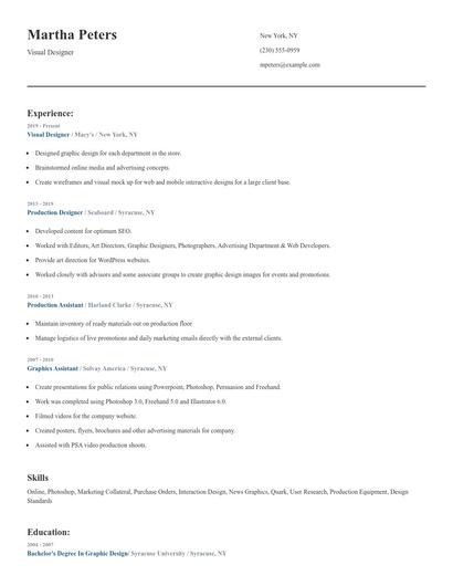 Visual Designer Resume