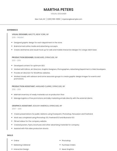 Visual Designer Resume
