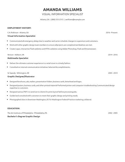 Visual Information Specialist Resume