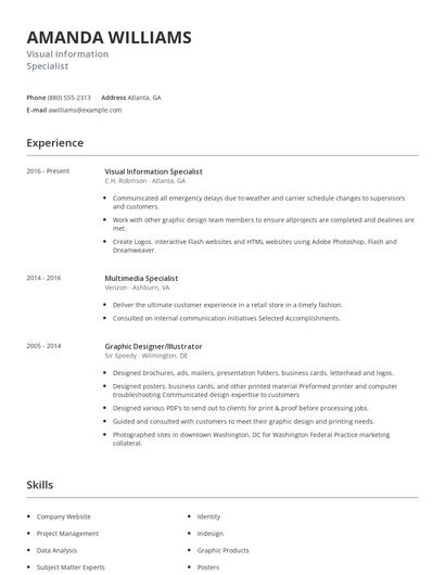 Visual Information Specialist Resume