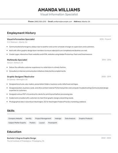 Visual Information Specialist Resume