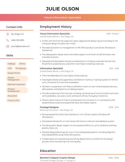 Visual Information Specialist Resume