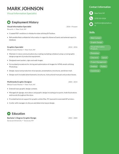 Visual Information Specialist Resume