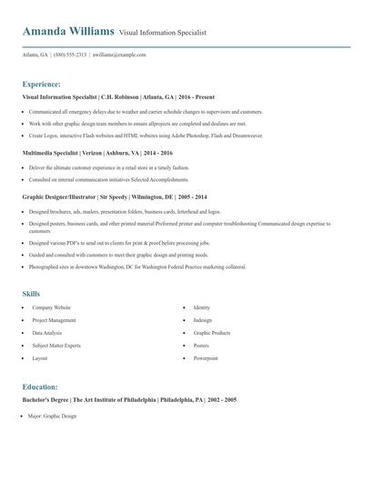 Visual Information Specialist Resume