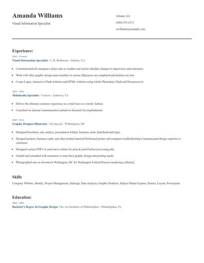 Visual Information Specialist Resume