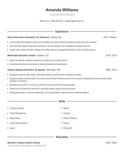 Visual Information Specialist Resume