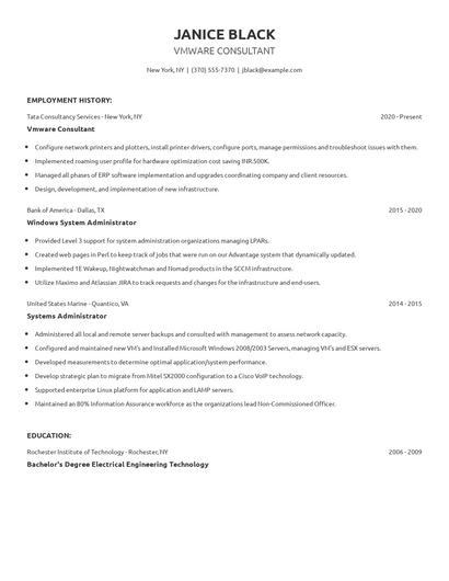 Vmware Consultant Resume