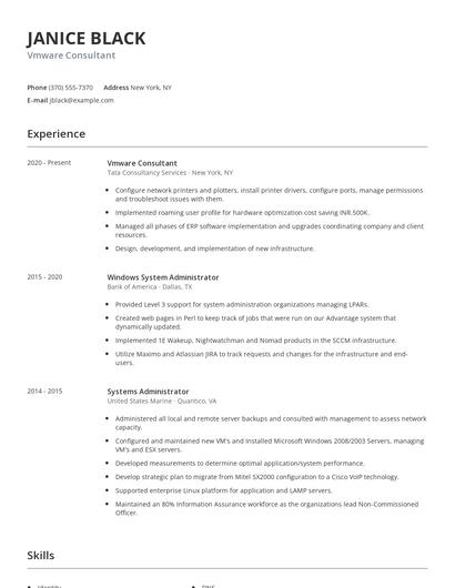 Vmware Consultant Resume