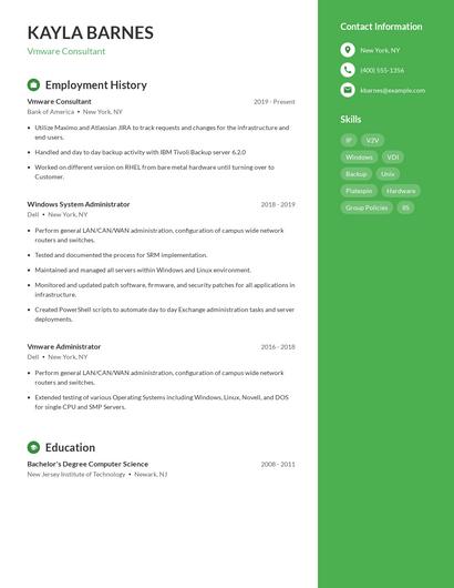 Vmware Consultant Resume