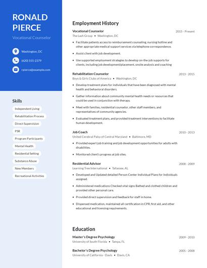 Vocational Counselor Resume