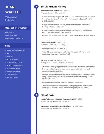 Vocational Instructor Resume