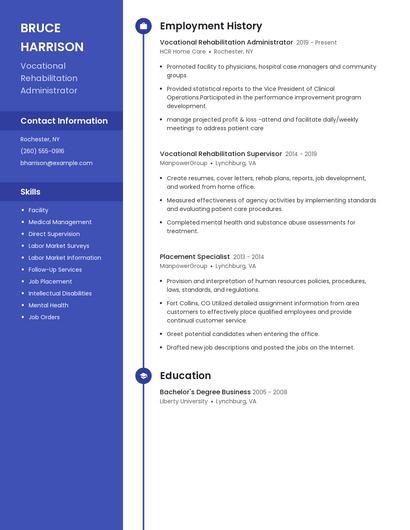Vocational Rehabilitation Administrator Resume