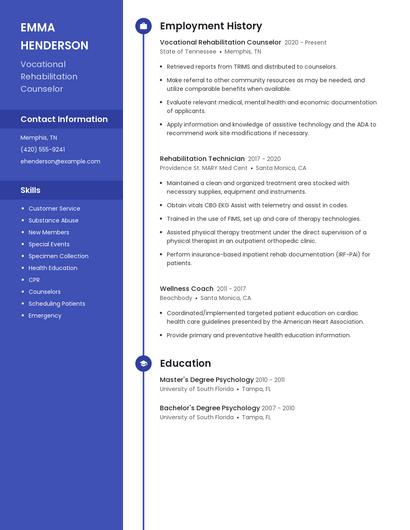 Vocational Rehabilitation Counselor Resume