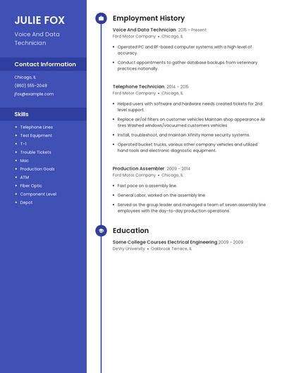 Voice And Data Technician Resume