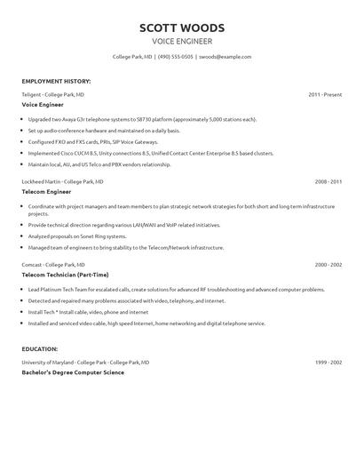 Voice Engineer Resume