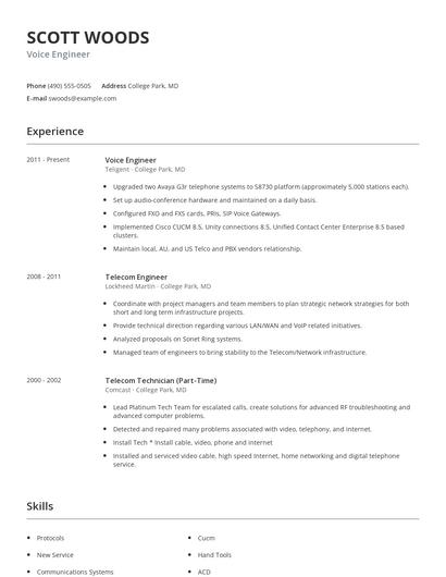 Voice Engineer Resume