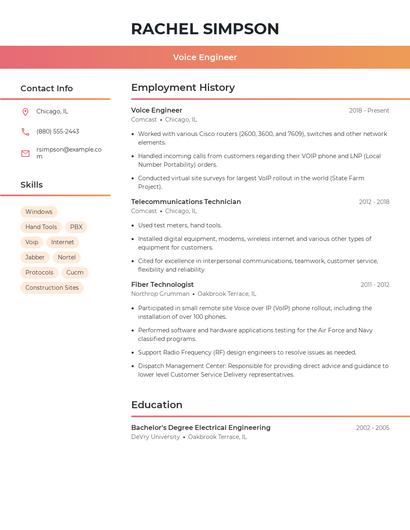 Voice Engineer Resume