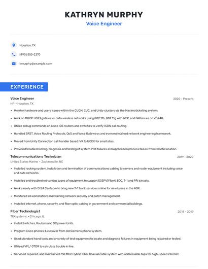 Voice Engineer Resume