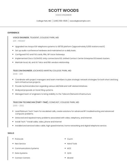 Voice Engineer Resume