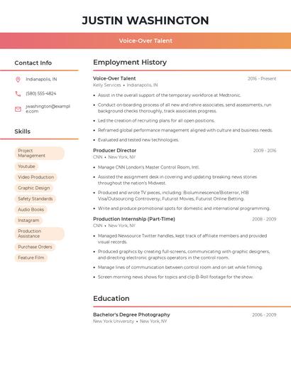 Voice-Over Talent Resume