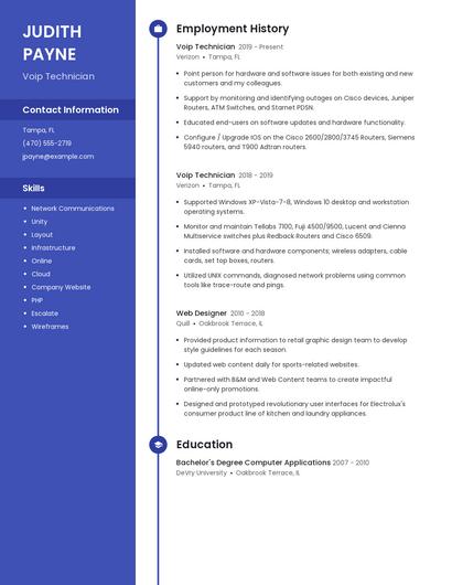 Voip Technician Resume