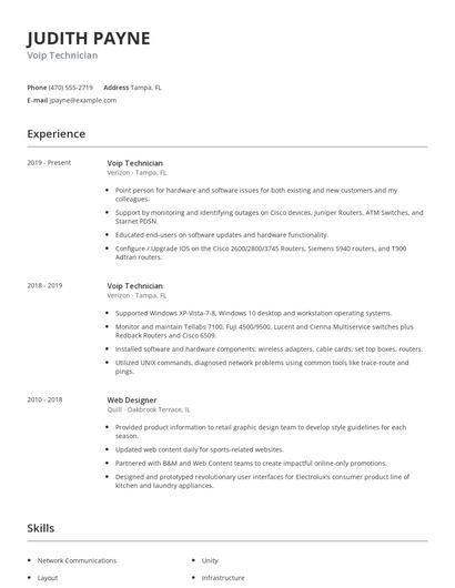 Voip Technician Resume