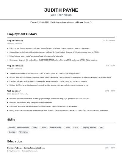 Voip Technician Resume