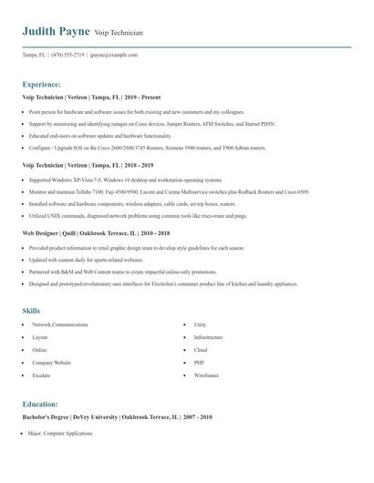 Voip Technician Resume