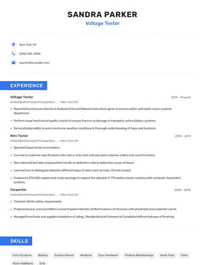 Voltage Tester Resume