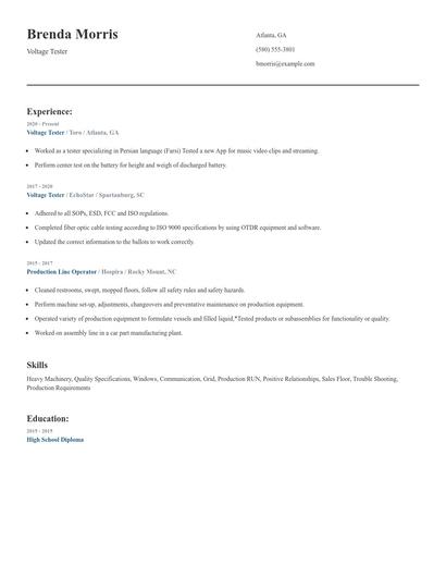Voltage Tester Resume