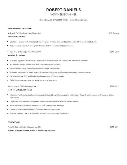 Voucher Examiner Resume
