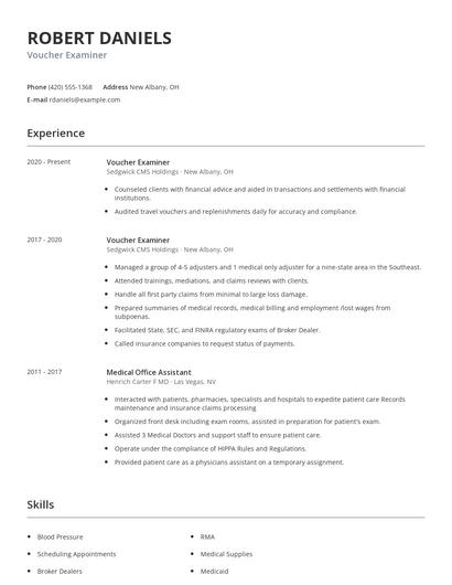 Voucher Examiner Resume