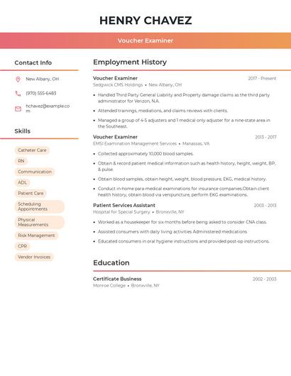 Voucher Examiner Resume