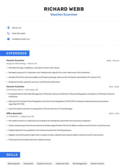 Voucher Examiner Resume