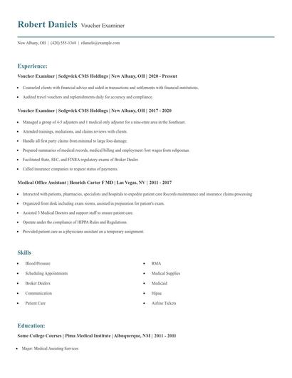 Voucher Examiner Resume