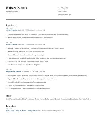 Voucher Examiner Resume