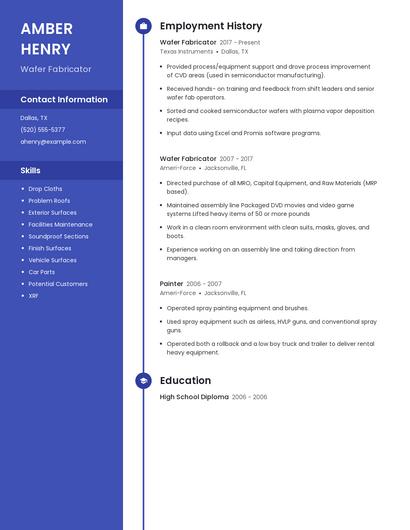 Wafer Fabricator Resume