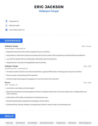 Wallpaper Hanger Resume