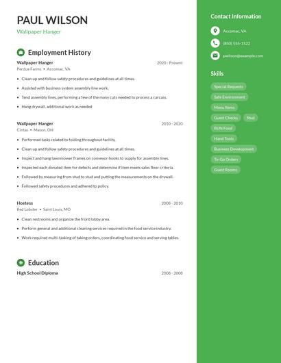 Wallpaper Hanger Resume