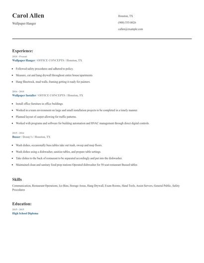 Wallpaper Hanger Resume
