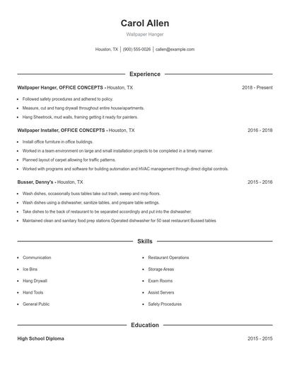 Wallpaper Hanger Resume