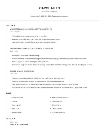 Wallpaper Hanger Resume