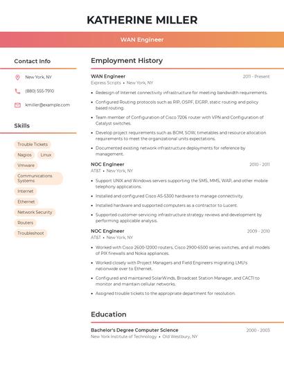 WAN Engineer Resume