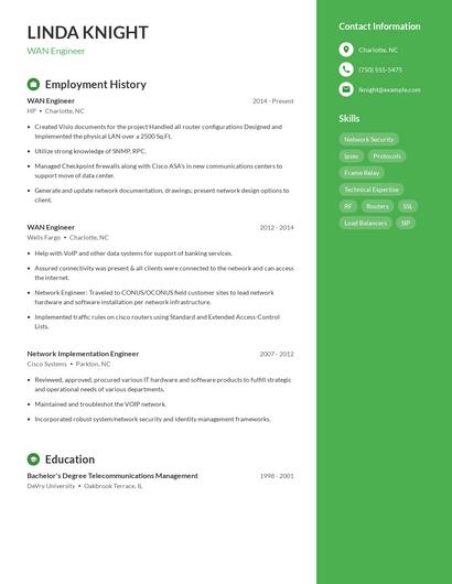 WAN Engineer Resume